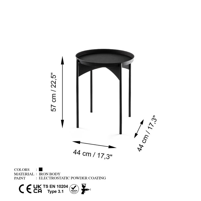 Hanah Home Shb-002-A Mesa de centro de metal negra